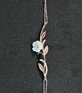 BLK0004-MDA Manolya Çiçeği Işıltısı Rose Renk Gümüş Bileklik