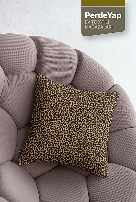 Leopar Desenli 4'lü Dijital Baskılı Kırlent Kılıfı 43 x 43 Cm Bej - Kahverengi 069