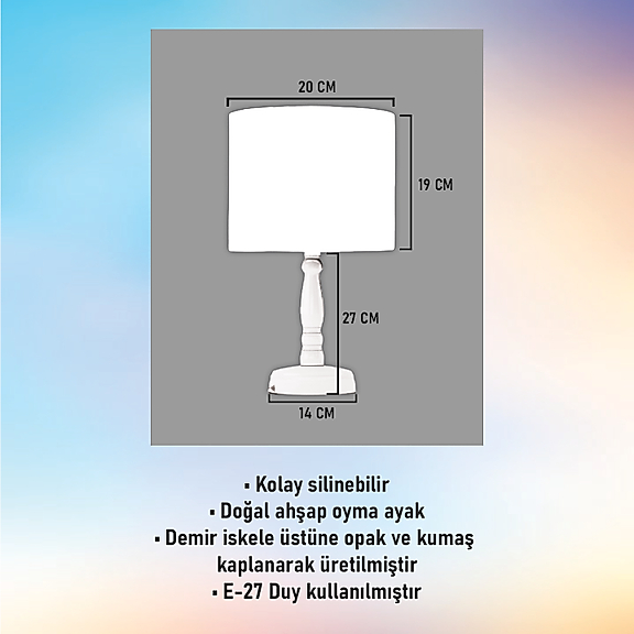 Minibabyrooms Beyaz Yıldızlı Fil Desenli Ahşap Oyma Ayak Abajur