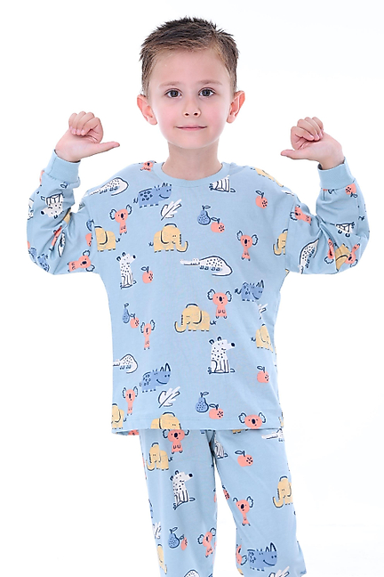 32221 Timsah Fil Desen Erkek Çocuk Pijama Takımı