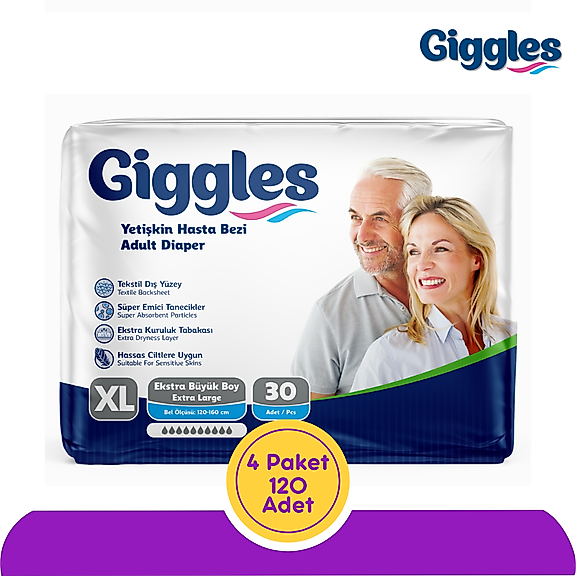 Giggles Belbantlı Yetişkin Hasta Bezi Extra Büyük (XL) 120 Adet