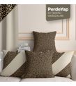 Leopar Desenli 4'lü Dijital Baskılı Kırlent Kılıfı 43 x 43 Cm Bej - Kahverengi 069