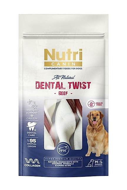 Nutri Dental Twist Biftekli Diş Sağlığı Köpek Ödülü 120 Gr