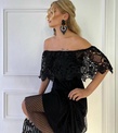 Siyah Madonna Yaka Dantelli Elbise