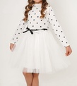 Minik Puanlı Tüllü Beyaz Çocuk Elbise ABY810