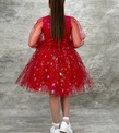 Işıltılı Kartanesi Desenli Kırmızı Çocuk Abiye Elbise ABY980