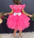Pullu Katkat Barbie Elbise Abiye Kostüm Pembe ABY112