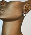 KP0001-MDA İtalyan Tasarım Soft Çiçekler Rose Renk Flowers Gümüş Küpe