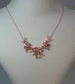 KL0046-MDA Pırlanta Montür Pink Taşlı Gül Rüyası Rose Renk Flowers Gümüş Kolye