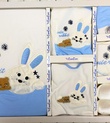 10 Parça Hastane Çıkış Seti Mavi Renk Tavşan Desenli