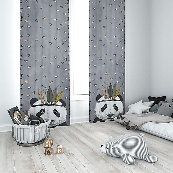 Minibabyrooms Kızılderili Panda Temalı Fon Perde