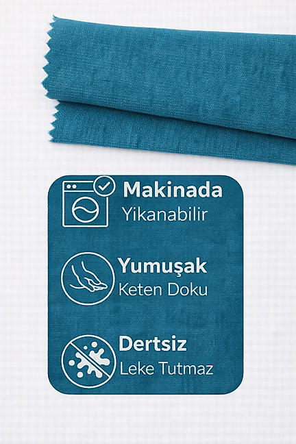 PerdeYap Petrol Ada Fon Perde Tek Kanat 1/3 Sık Pile