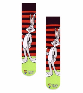 Bugs Bunny Çizgili Desenli Renkli Kolej Çorap
