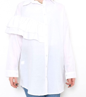 Fırfırlı Tunik Gömlek Beyaz - 1119.1289.