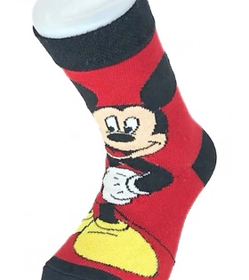 Mickey Mouse Desen Siyah Çocuk Soket Çorap