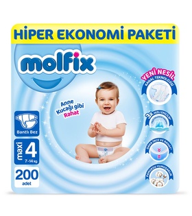 Molfix Bebek Bezi Hiper Ekonomi Paketi 4 Numara Maxi (7-14 kg) 400 Adet-4 Paket