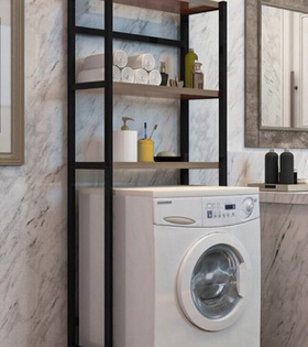 Çamaşır Makinesi Üstü Düzenleyici Raf Banyo Dolabı Rafı Makina Üstü Dolap Raf Ceviz