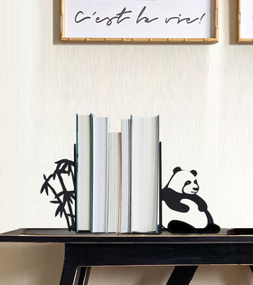 Metal Kitap Tutucu Panda Figürlü Kitap Desteği, Dekoratif Kitaplık