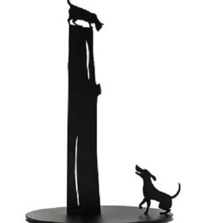 Kedi Köpek Figürlü Dekoratif Metal Kağıt Havluluk, Havlu Tutucu, Havlu Askısı