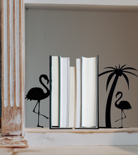 Metal Kitap Tutucu Flamingo Figürlü Kitap Desteği, Dekoratif Kitaplık