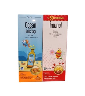 Ocean Balık Yağı Portakal Aromalı 150 ml + Imunol Şurup 150 ml - %50 İndirimli Kofre