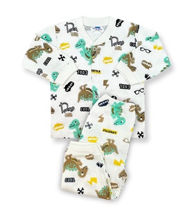 Sema Baby Sevimli Dino Bebek Pijama Takımı 3-6 Ay ( Yeşil - Kahve )