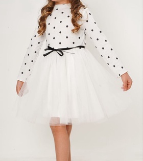 Minik Puanlı Tüllü Beyaz Çocuk Elbise ABY810