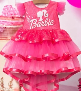 Katkat Kuyruklu Pullu Barbie Elbise yaş arası ABY111