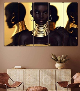 TABLO 4 Afrikan Kadın - 5 Parçalı Dekoratif Tablo