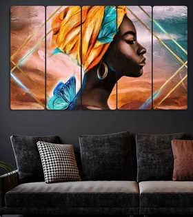 TABLO Afrikalı Kadın - 5 Parçalı Dekoratif Tablo
