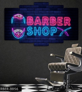 TABLO Berber ,Barber Shop - 5 Parçalı Dekoratif Tablo