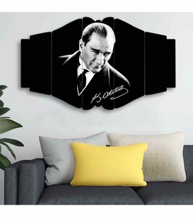 TABLO Mustafa Kemal Atatürk - 5 Parçalı Dekoratif Tablo