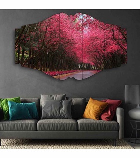 TABLO Doğa, Renkli Ağaçlar - 5 Parçalı Dekoratif Tablo