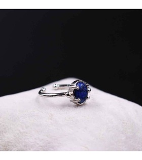 Gümüş Rodyumlu Lapis Lazuli Taşı Yüzük Oval Kesim