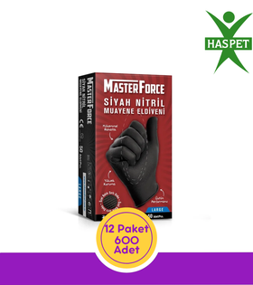 Haspet Masterforce Siyah Nitril Eldiven (L) 50 Adet 12 Kutu