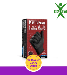 Haspet Masterforce Siyah Nitril Eldiven (XL) 50 Adet 12 Kutu