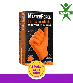 Haspet Masterforce Turuncu Nitril Eldiven (M) 50 Adet 12 Kutu