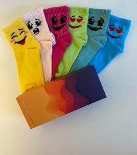 6'lı Gülen Yüz Emojili Pamuklu Kadın Çorap / LES MINORIA