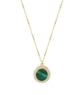 Gold Green Stone Trend Necklace