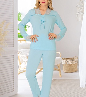 Mavi Penye Pijama Takımı - 1631