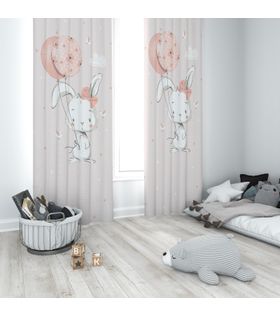 Minibabyrooms Balonlu Tavşan Temalı Fon Perde
