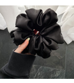 Siyah Lüx Saten XXL Scrunchie Toka, Büyük Boy Simit Toka, El Yapımı
