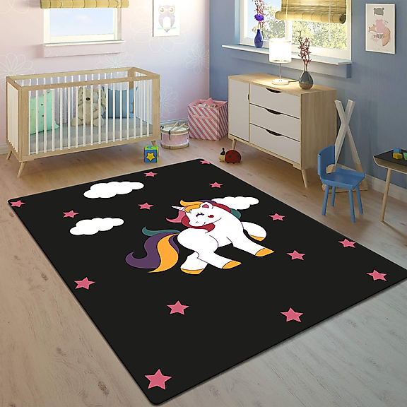 Minibabyrooms Unicorn Desenli 8 mm Kalınlıkta Çocuk Odası Halısı