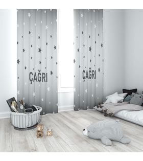 Minibabyrooms Gri Yıldızlar Temalı Fon Perde
