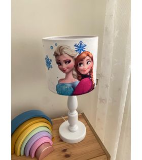 Minibabyrooms Elsa ve Anna Desenli Ahşap Oyma Ayak Abajur