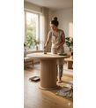 BOHEM TARZI BOYANABİLİR HAM MDF YUVARLAK MASA ( 100 CM X 78 CM )