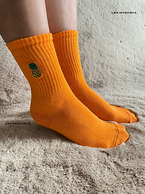6'lı Premium Meyve Emoji Nakışlı Pamuklu Kadın Çorap / LES MINORIA