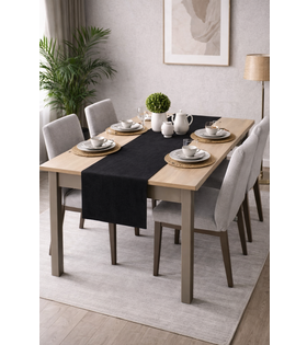 PerdeYap Kadife Dokulu Siyah Renk Ada Serisi Runner 40 x 140 cm