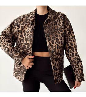 Leopar Desenli Bomber Ceket