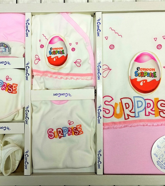 10 Parça Hastane Çıkış Seti Pembe Renk Surprise Yumurta Desenli